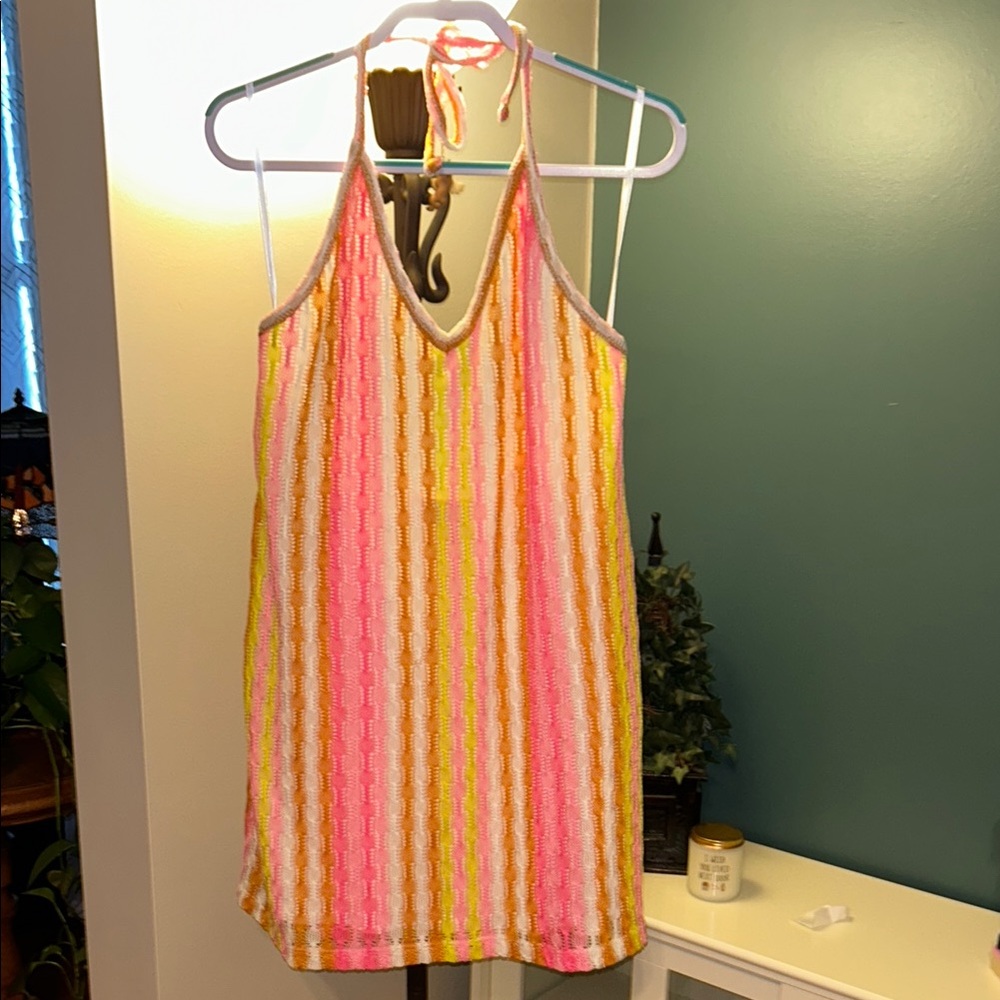 Wild Fable Colorful Striped Halter  Mini Dress/Coverup